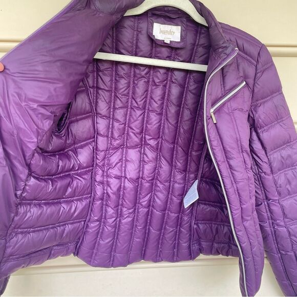 Laundry by Shelli Segal Purple Quilted Puffer Jacket Down Feather Filled Small - Picture 11 of 11